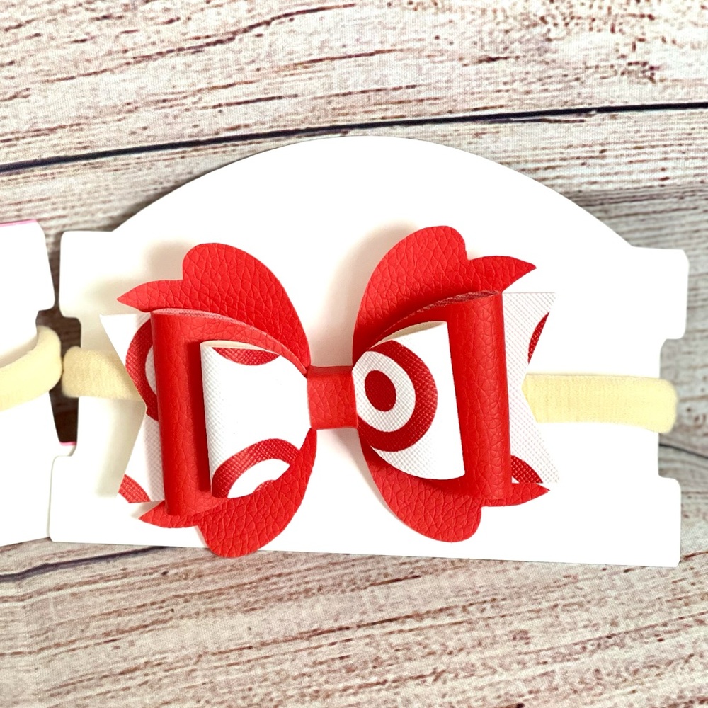 Faux leather baby girl bow